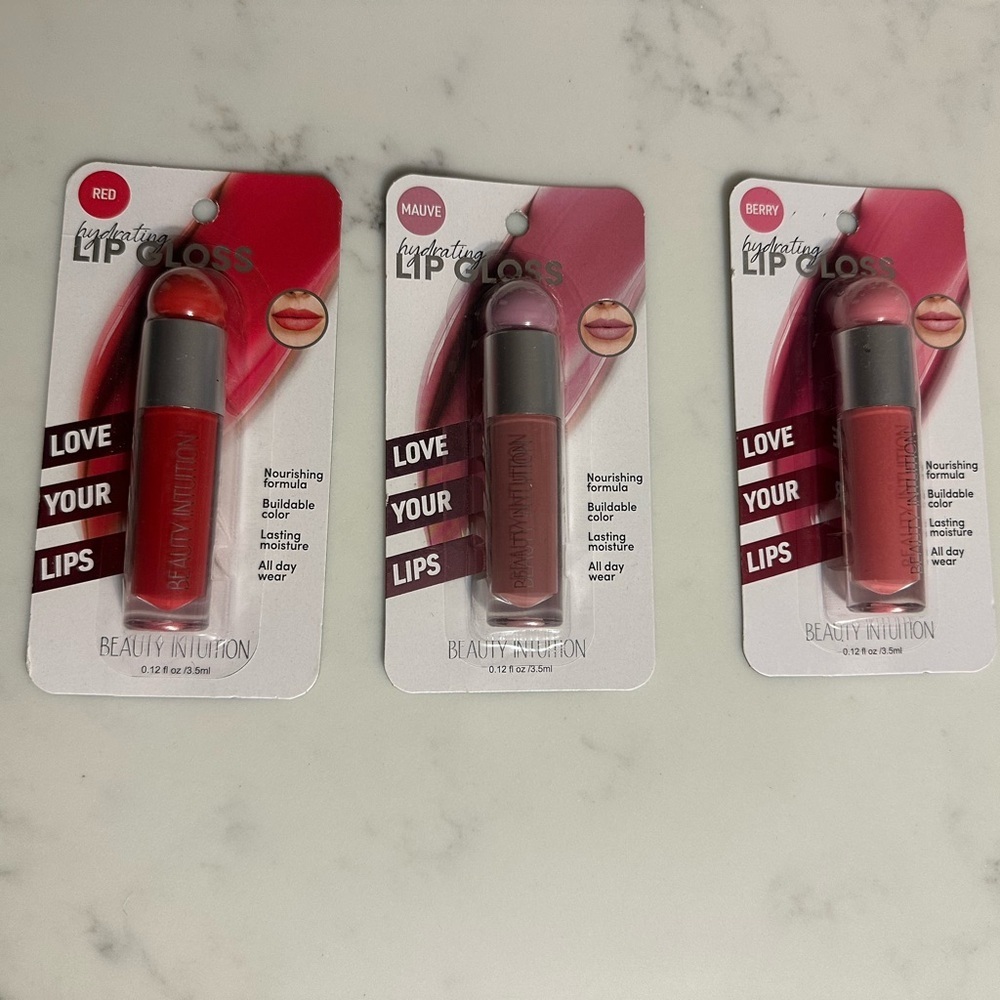 Beauty Intuition Pigmented Lip Gloss Set of 3 Lot